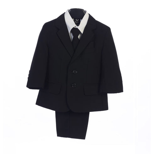 Baby Boys Black Jacket Vest Tie Pocket Square Shirt Pant 5 Pc Suit 6-24M - SophiasStyle.com